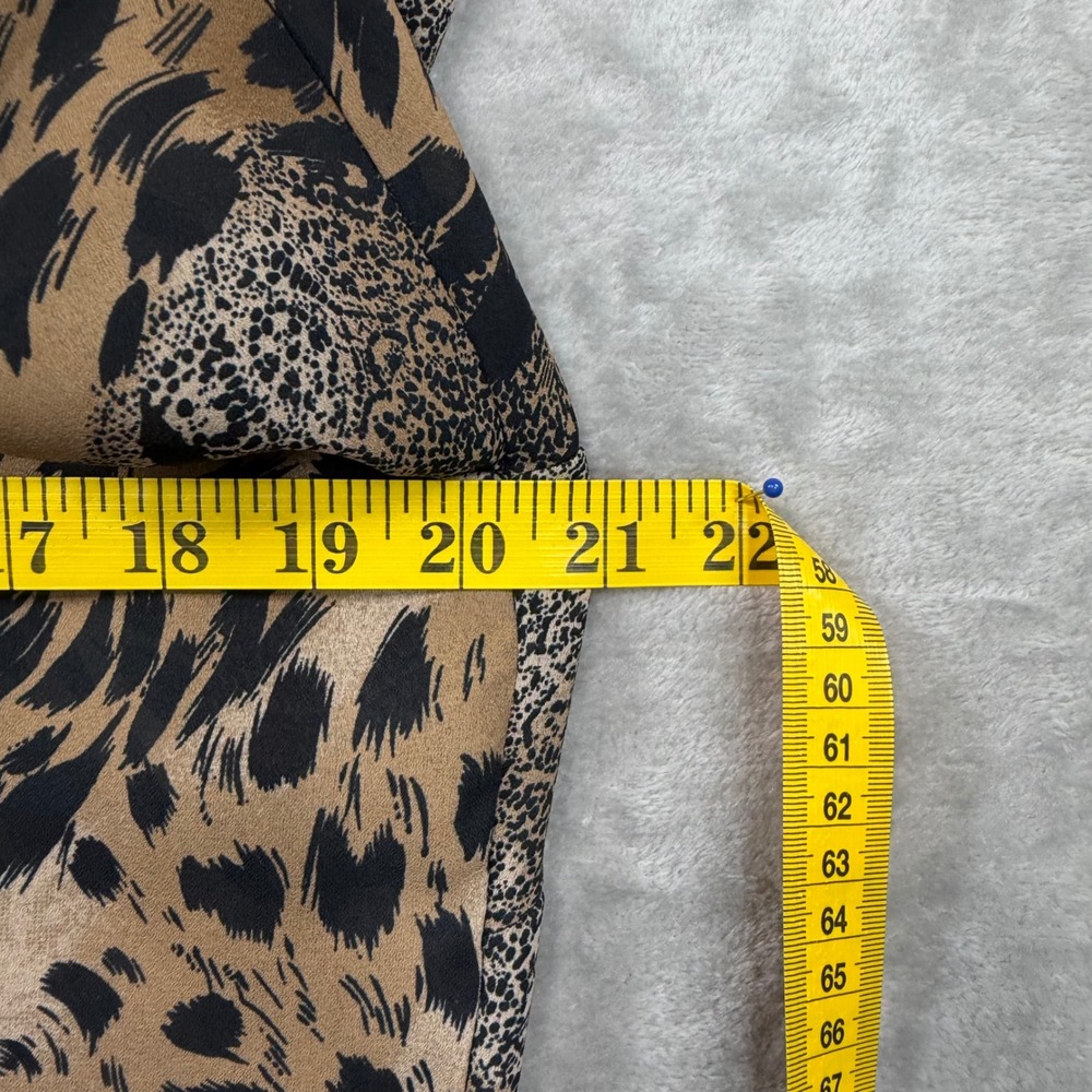 Unbranded Leopard Print Blouse Womens XL Tan Black Ruffle V-Neck Long Sleeve Top - Picture 9 of 9
